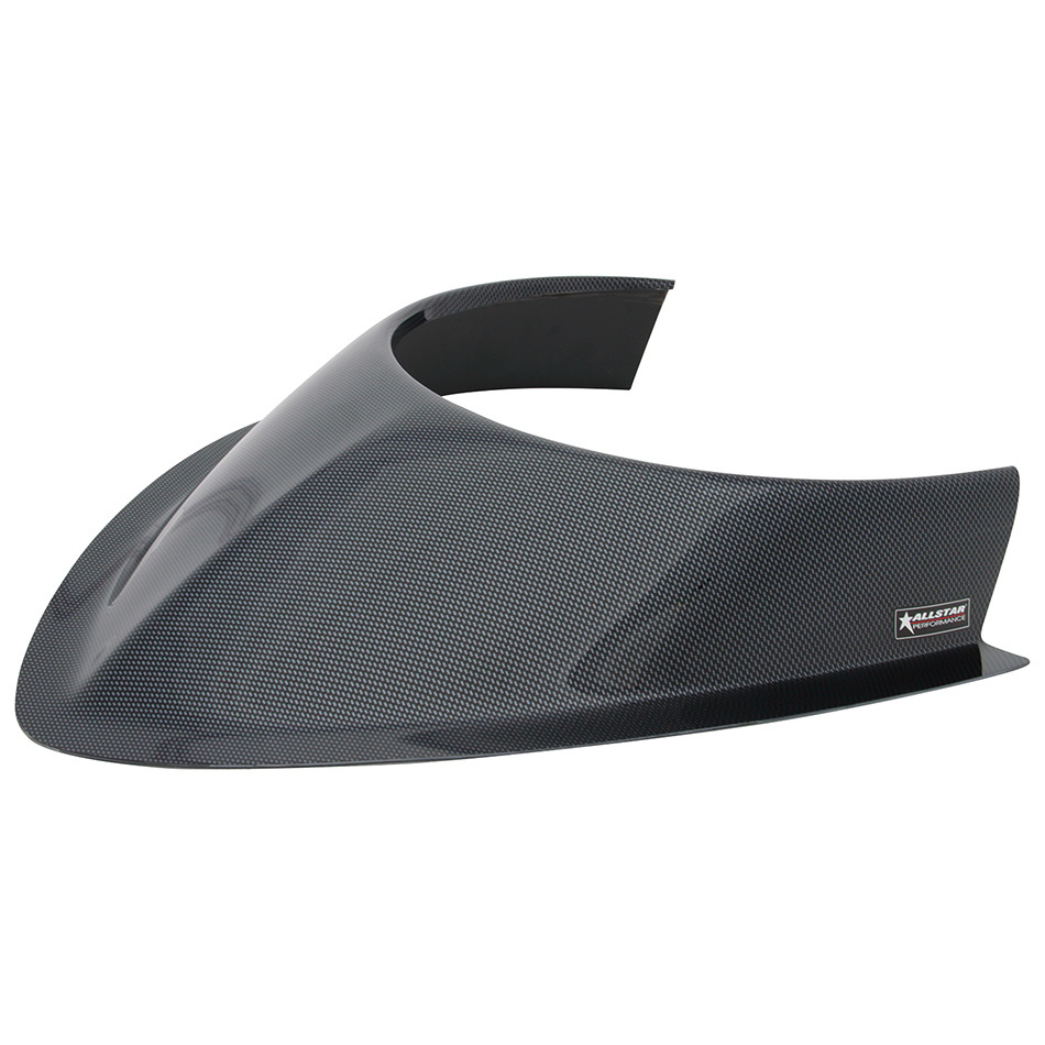ALLSTAR PERFORMANCE Hood Scoop, 3-1/2" Height, Tapered Front, Offset Sides, Plastic, Carbon Fiber Look, Each