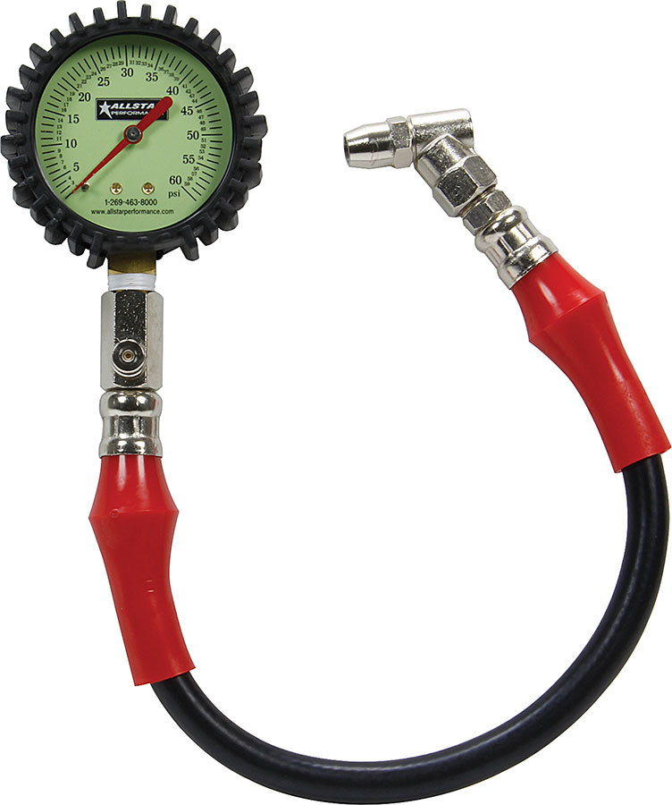 ALLSTAR, Tire Pressure Gauge, Glow in the Dark, 0-60 psi, Analog, 2-1/4 in Diame