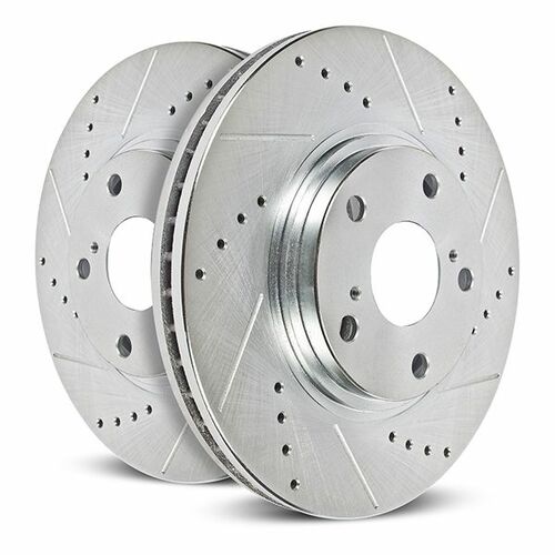 20-23+ C8 Corvette Rear Evolution Drilled & Slotted Zinc Plated Rotors (Z51) (In