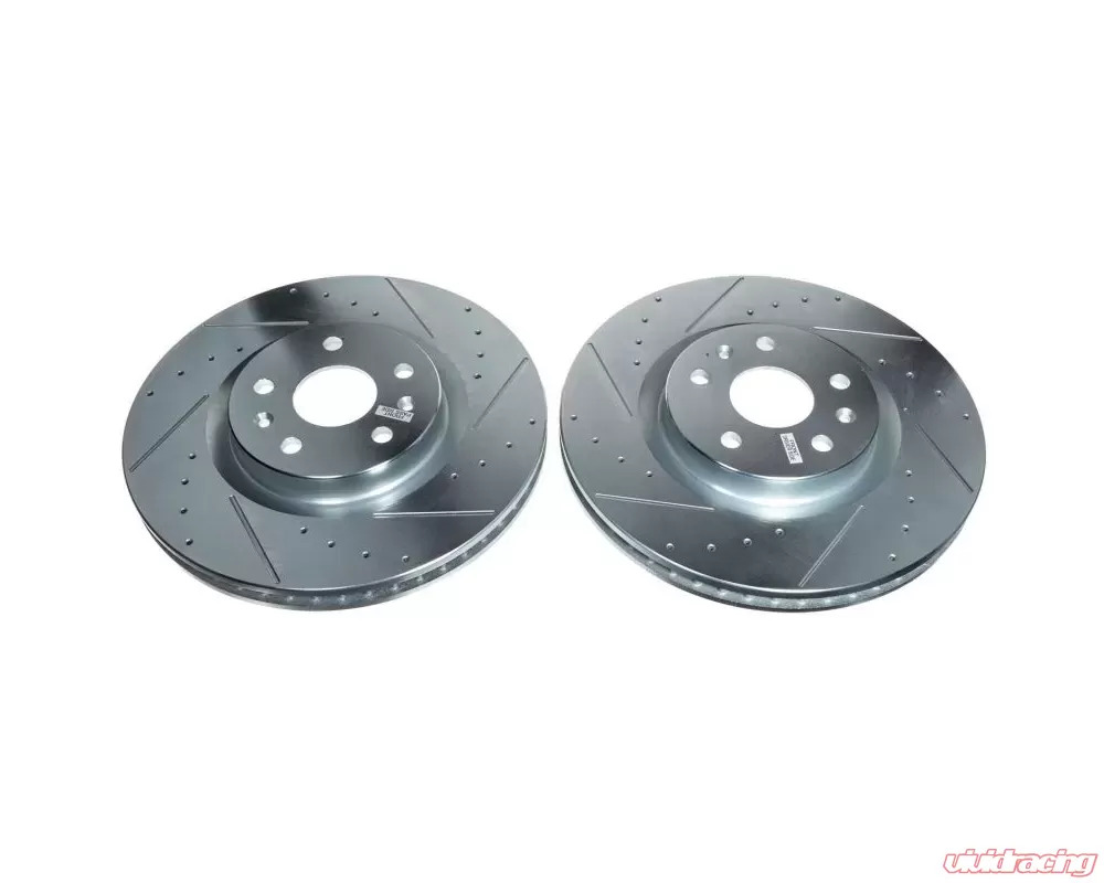 Power Stop Pair Front Evolution Drilled & Slotted Rotor Chevrolet C8 Corvette Stingray 2020-2024