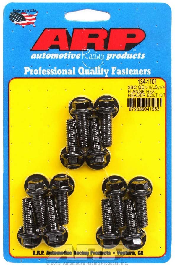 ARP Header Bolt, 8mm x 1.25 Thread, 0.984 in Long, Hex Head, Washers Included, Chromoly, Black Oxide, GM LS-Series, Set of 12