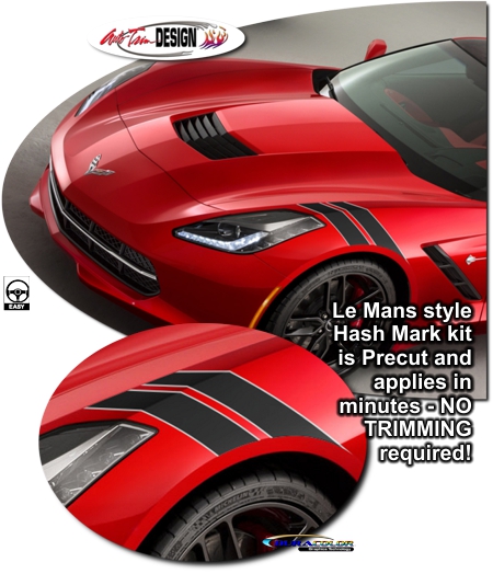 C7 Corvette Precut Le Mans Style Fender Hash Mark Kit, Style 1, Two Color