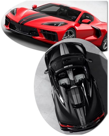 Chevrolet C8 Corvette Stingray Rally Stripe Graphic Kit 1, Single Color, Coupe Models