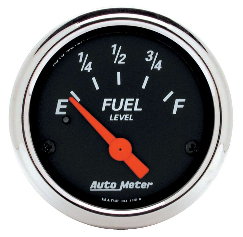 Auto Meter Fuel Level Gauge, Designer Black, 240-33 ohm, Electric, Analog, Short Sweep, 2-1/16" Diameter, Black Face, Each