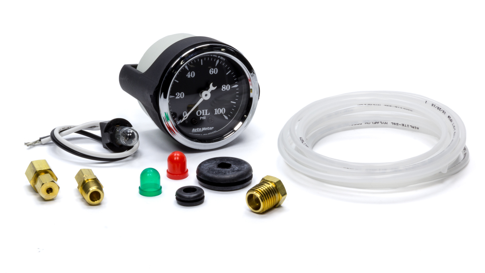 Auto Meter Oil Pressure Gauge, 0-100 psi, Mechanical, Analog, 2-1/16" Diameter, 1/8" NPT Port, Old Tyme Black Face, Each