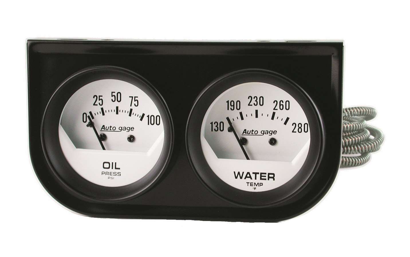 Auto Meter Gauge Panel Assembly, Auto Gage, Analog, Oil Pressure/Water Temperature, White Face, Kit