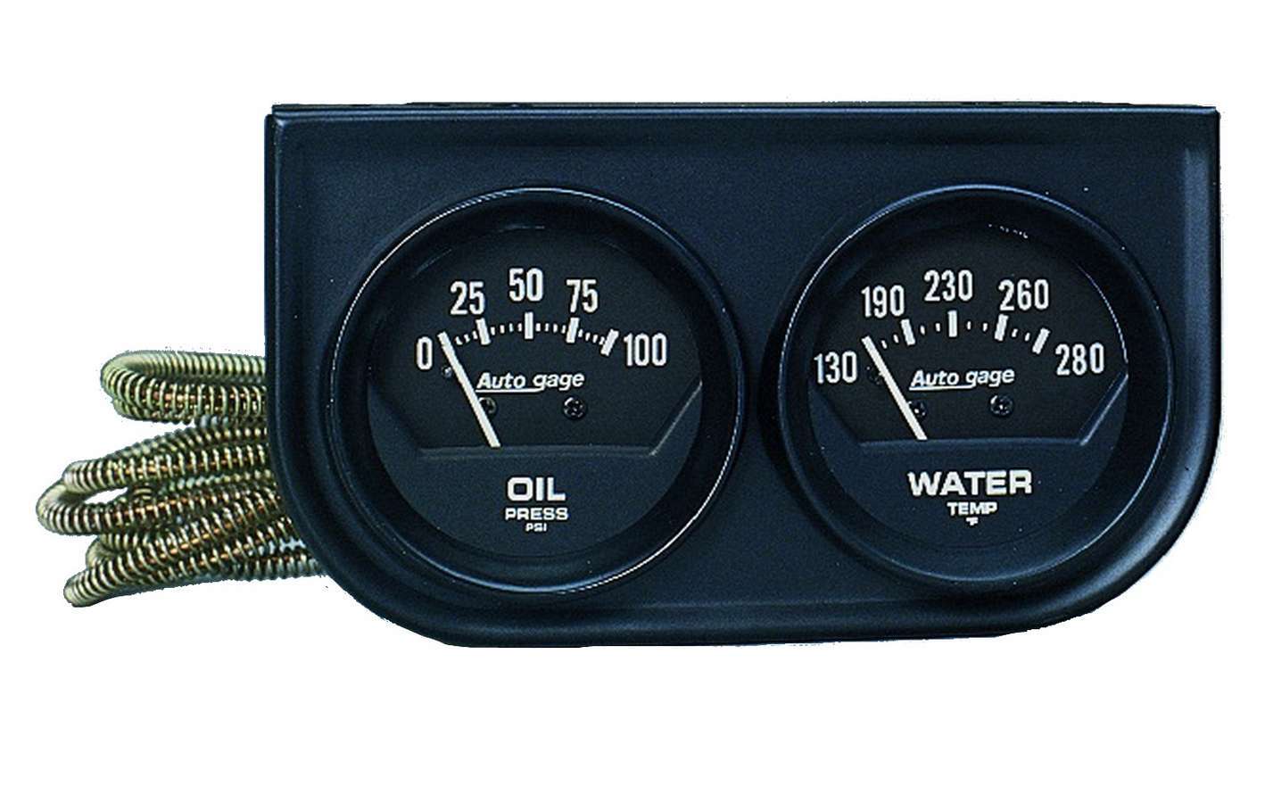 Auto Meter Gauge Panel Assembly, Auto Gage, Analog, Oil Pressure/Water Temperature, Black Face, Kit