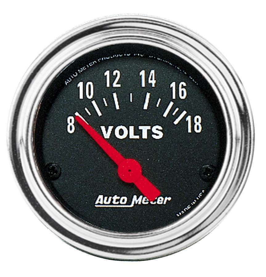 Auto Meter, Voltmeter, Traditional Chrome, 818V, Electric, Analog, Shor