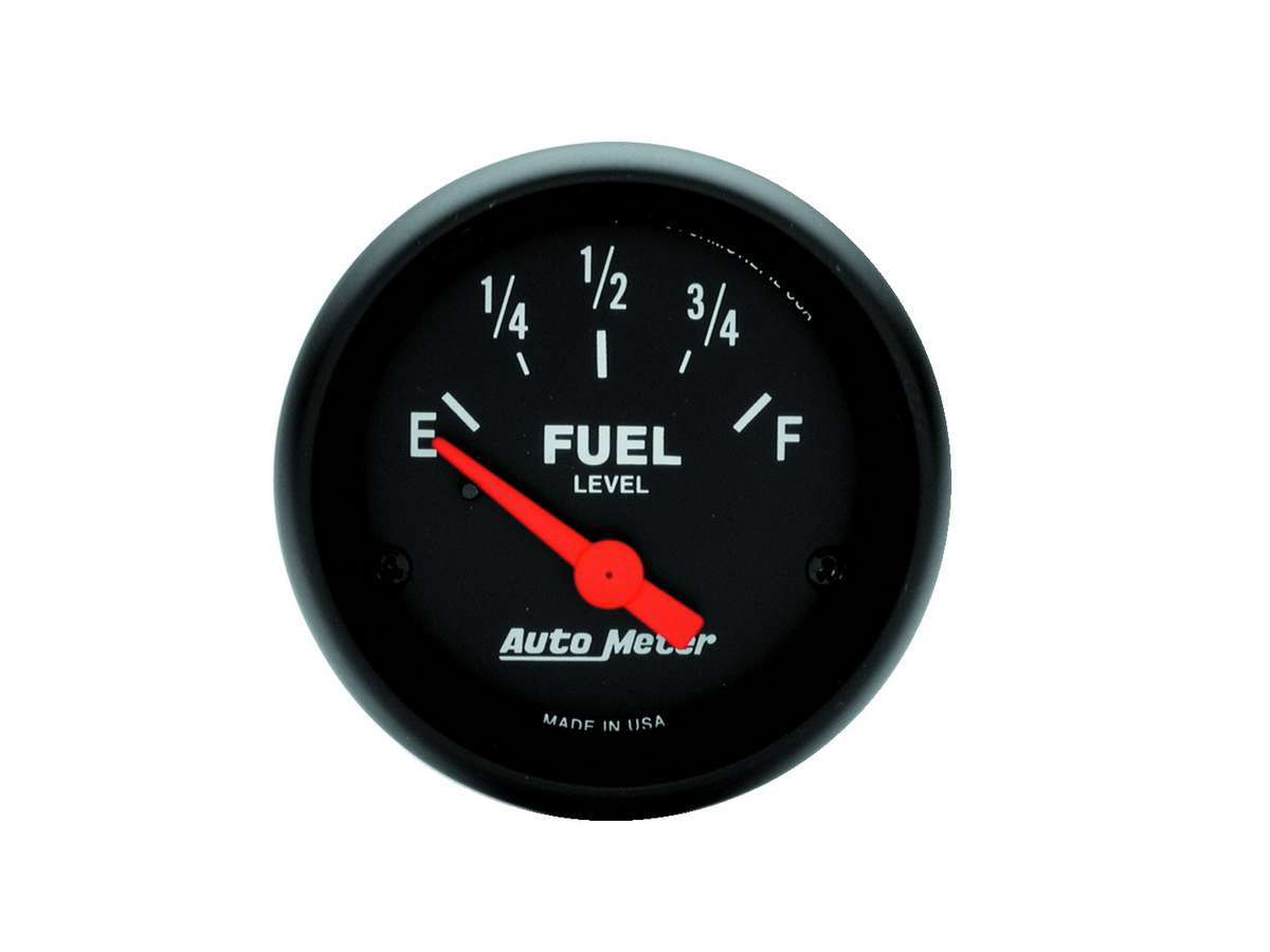 Auto Meter Fuel Level Gauge, Z-Series, 0-30 ohm, Electric, Analog, Short Sweep, 2-1/16" Diameter, Black Face, Each