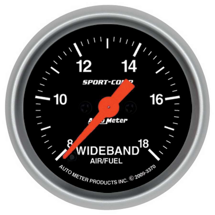 Auto Meter Air-Fuel Ratio Gauge, Sport-Comp, Wideband, 8:1-18:1 AFR, Electric, Analog, Full Sweep, 2-1/16" Diameter, Black Face,