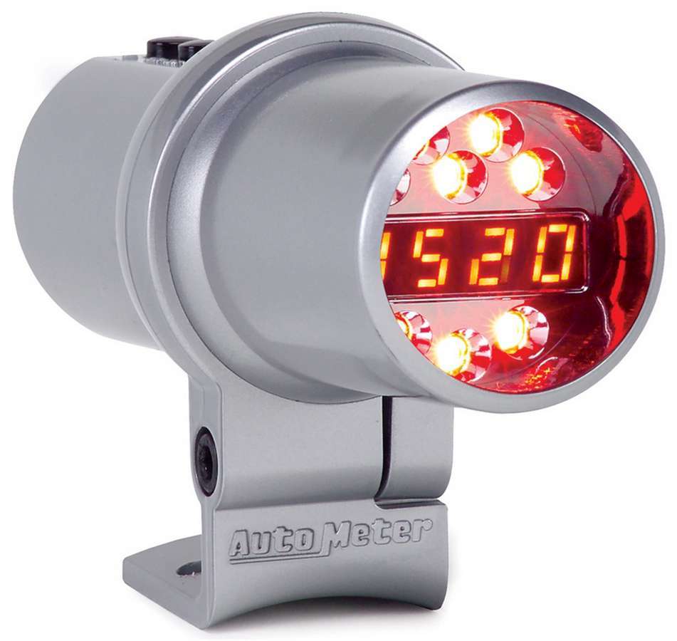Auto Meter Shift Light, Pro Shift-Lite, 1 Shift Point, Digital, 2-1/16" Diameter, Amber LED, Silver Case, Each