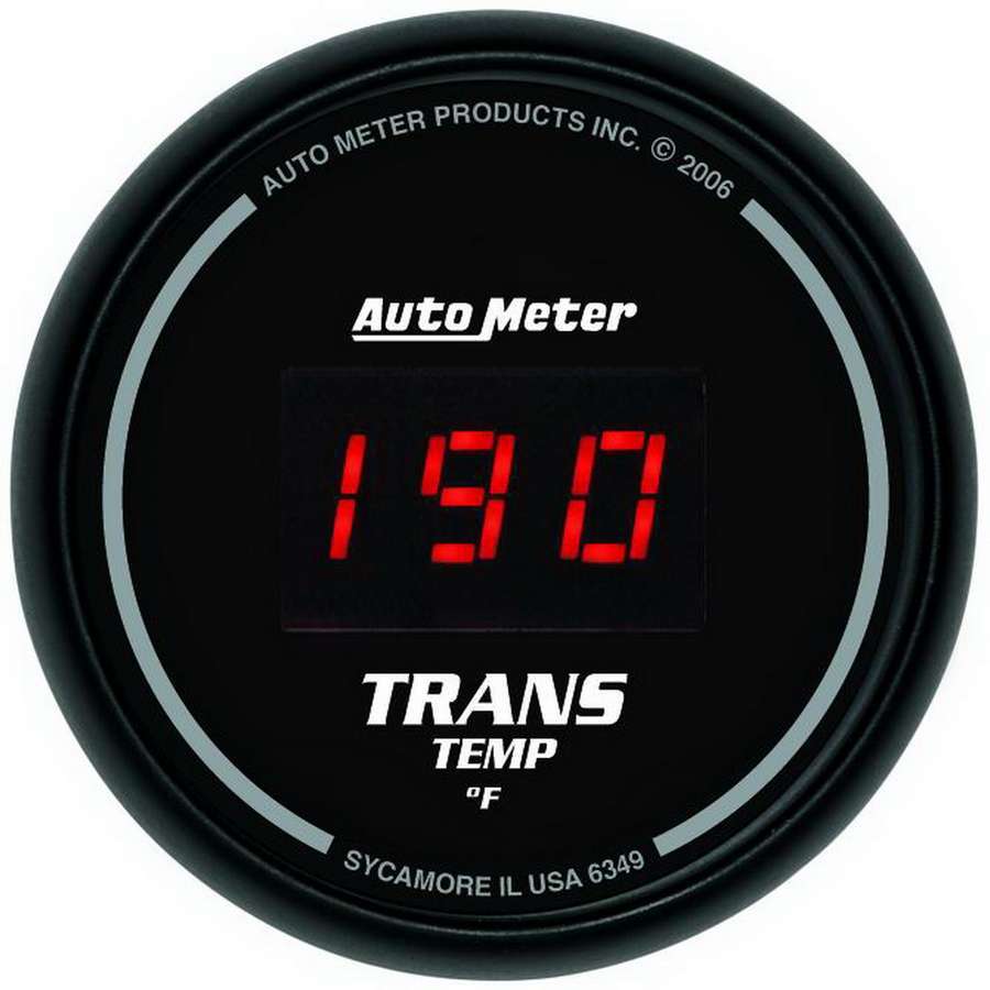 Auto Meter Transmission Temperature Gauge, Z-Series, 0-300 Degree F, Electric, Digital, 2-1/16" Diameter, Black Face, Each