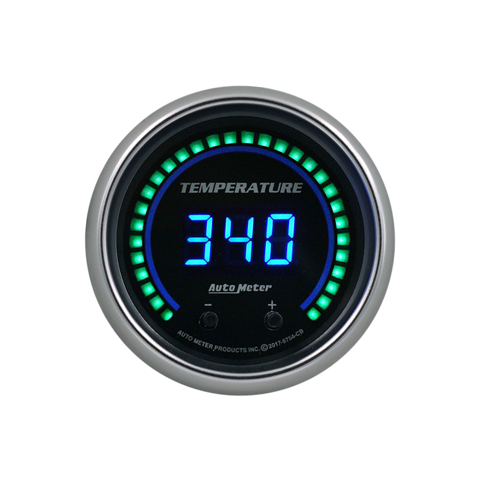Auto Meter Temperature Gauge, Cobalt Elite, Digital, Electric, 60-340 Degree F/40-170 Degree C, 2-1/16 in, Black Face, Each