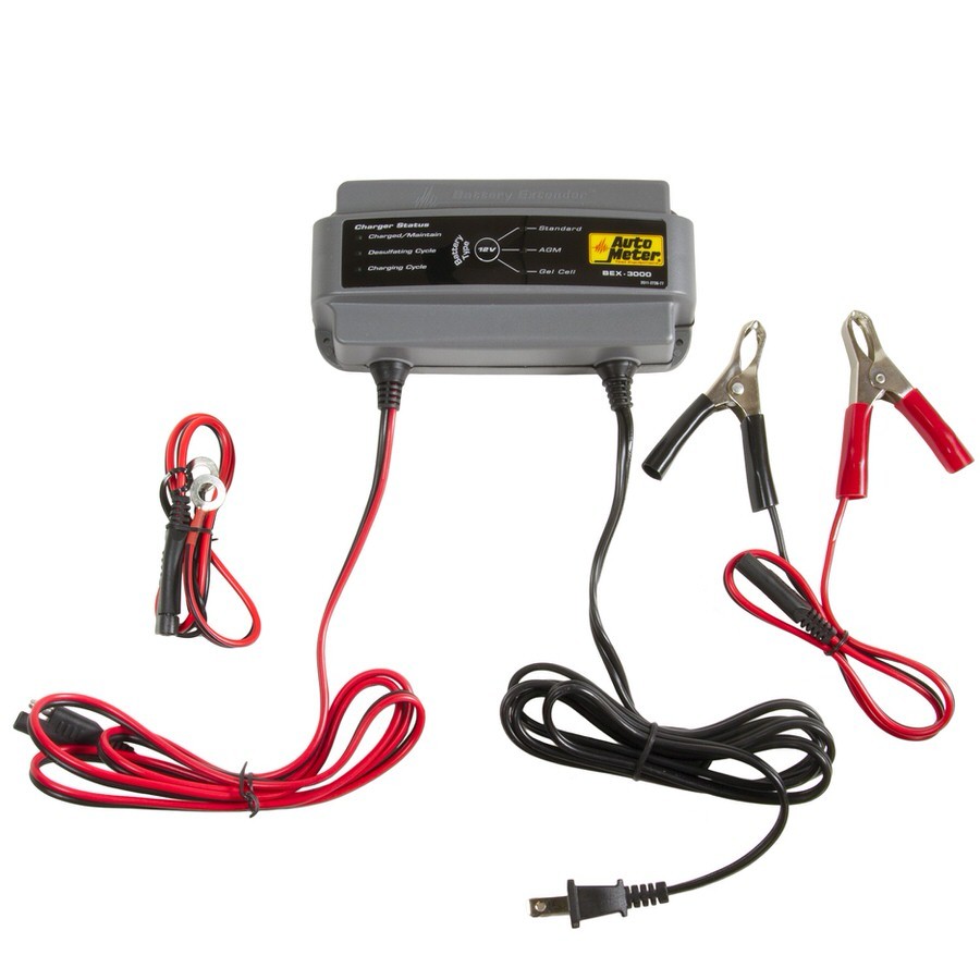 Auto Meter Battery Charger, Battery Extender, 12V, 3 amp, Each