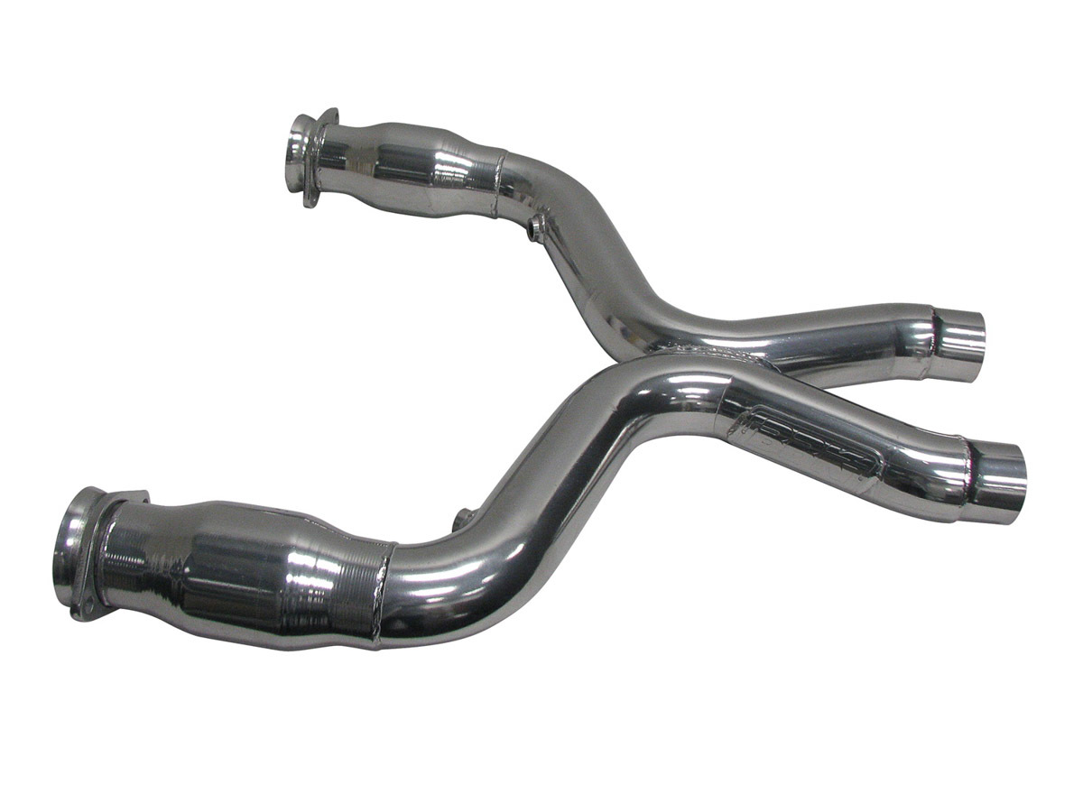 BBK Exhaust X-Pipe, High-Flow, Catted, 3" Dia. Steel, Aluminized, Ford Coyote, Ford Mustang 2011-13, Each