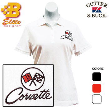 C2 Corvette Embroidered Ladies Cutter & Buck Ace Polo Red- Medium -BDC2EPL827