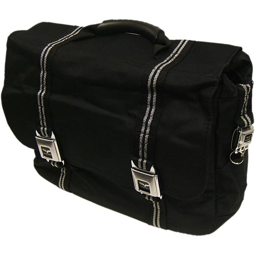 C6 Corvette Messenger Bag Blk/silver webbing  -CMB-C6BS