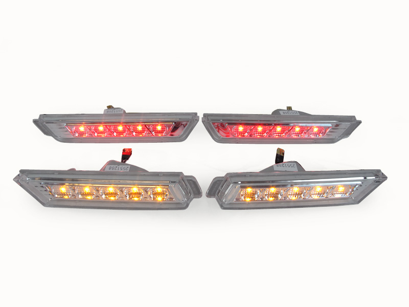 2010-2015 Chevrolet Camaro Front / Rear Crystal Smoke Side Bumper LED Side Marker Lights with Bulbs