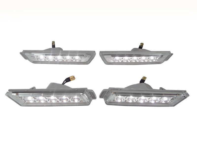 2010-2015 Chevrolet Camaro Front / Rear Crystal White Side Bumper Side Marker Lights with LED Bulbs
