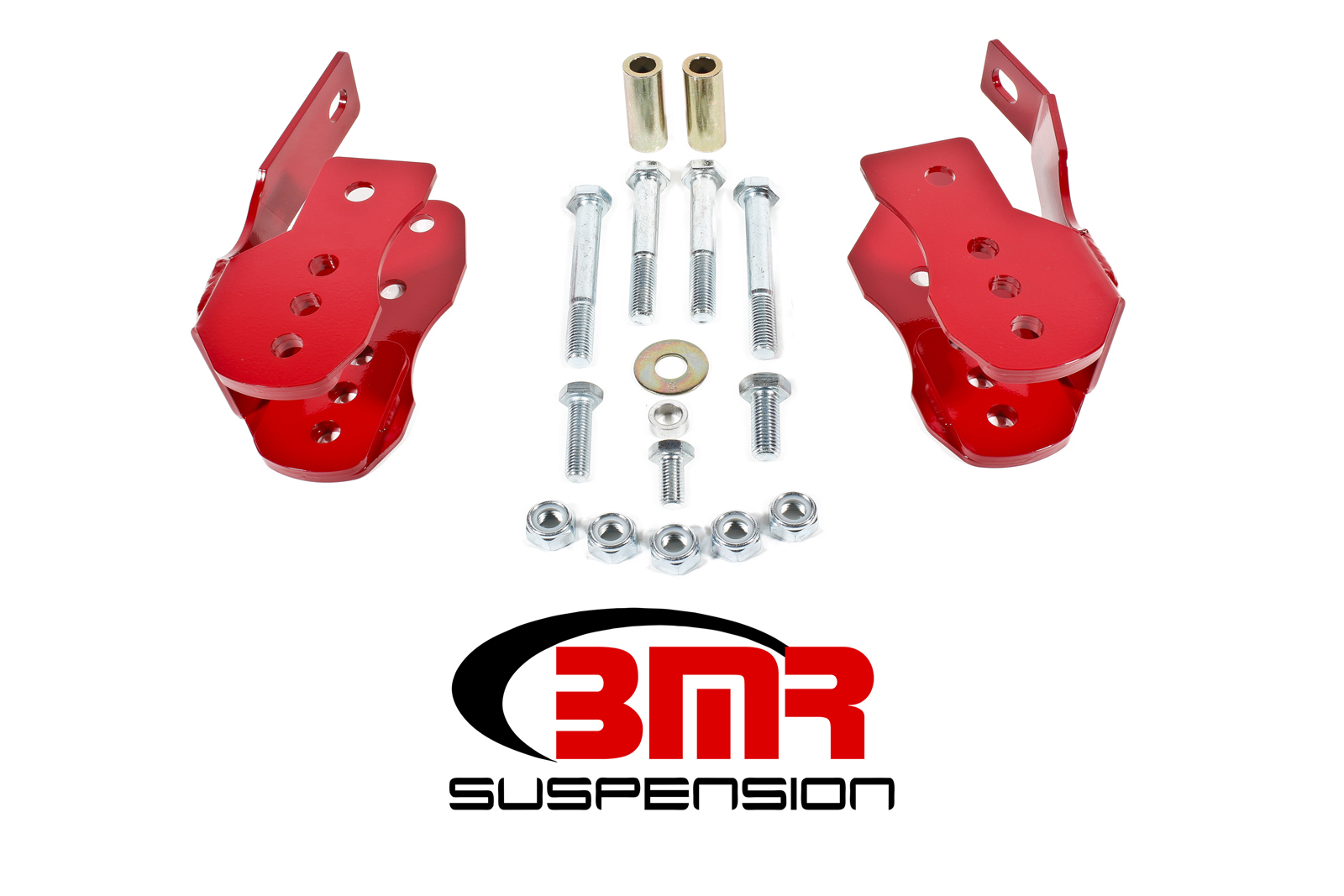 BMR Suspension Control Arm Bracket, Relocation, Lower, Bolt-On, Steel, Red Powder Coat, Ford Mustang 2005-14, Kit