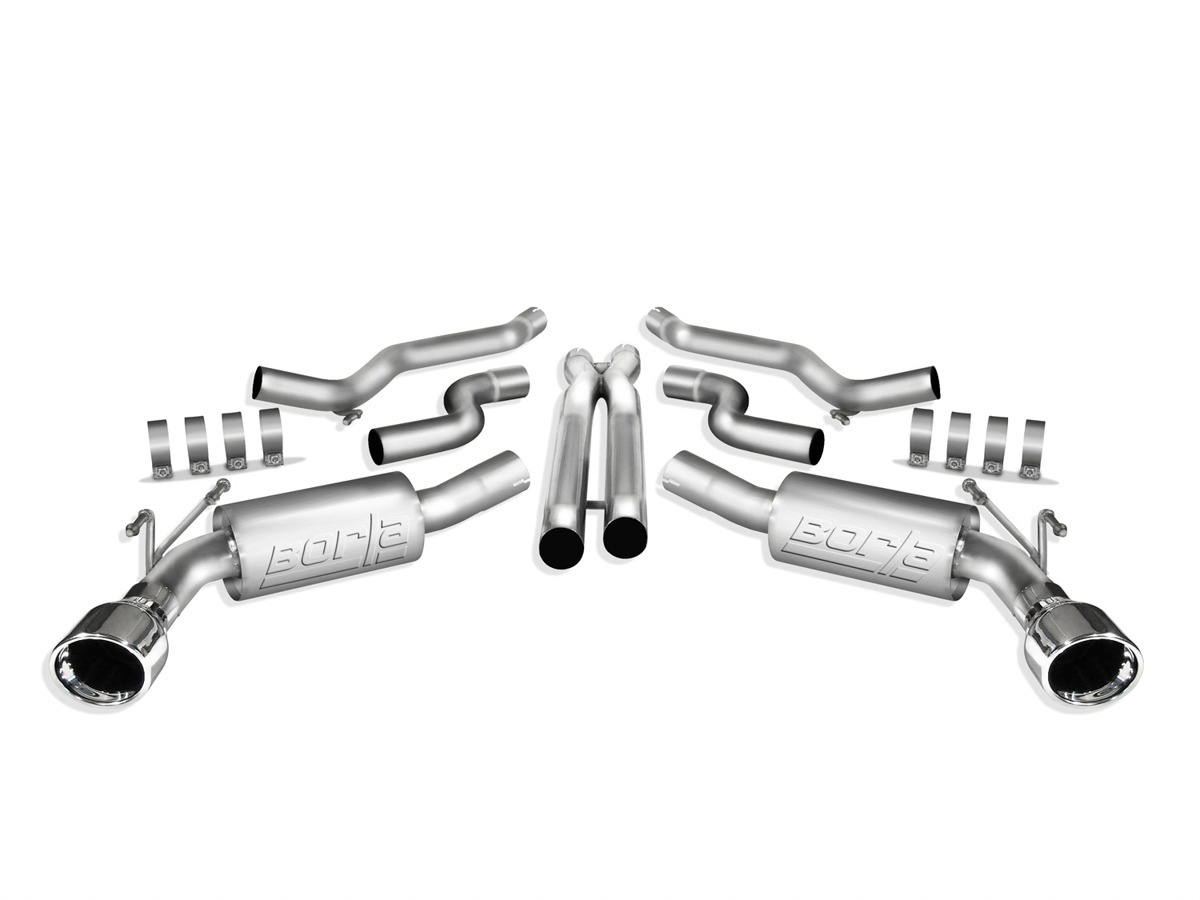 Borla Exhaust System, ATAK, Cat-Back, 2-1/2" Tailpipe, 4-1/2" Tips, Stainless, Natural, GM LS-Series, Chevy Camaro 2