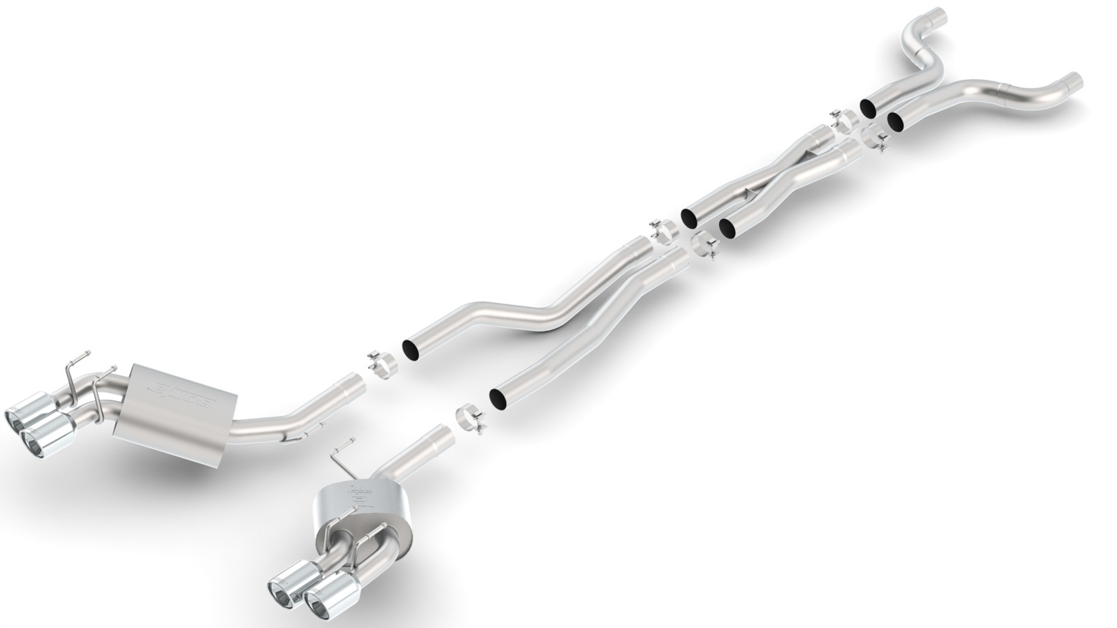 Borla Exhaust System, S-Type, Cat-Back, 2-3/4" Tailpipe, 4" Tips, Stainless, Natural, GM LS-Series, ZL1, Chevy Camar