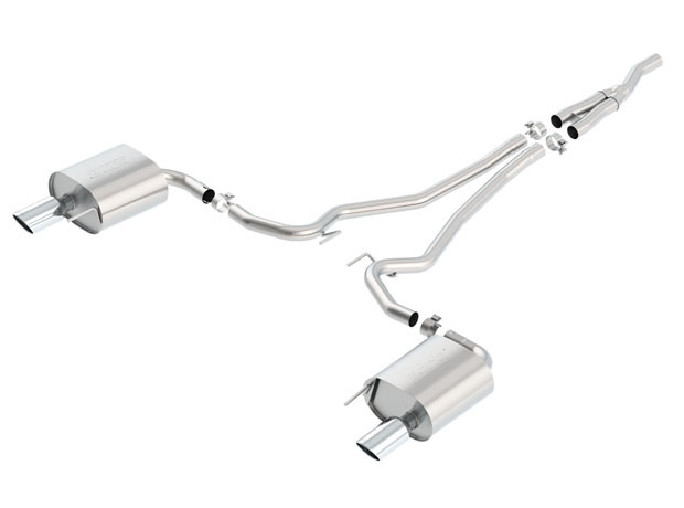 Borla Exhaust System, S-Type, Cat-Back, 2-1/4" Tailpipe, 4" Tips, Stainless, Natural, Ford EcoBoost 4-Cylinder, Ford