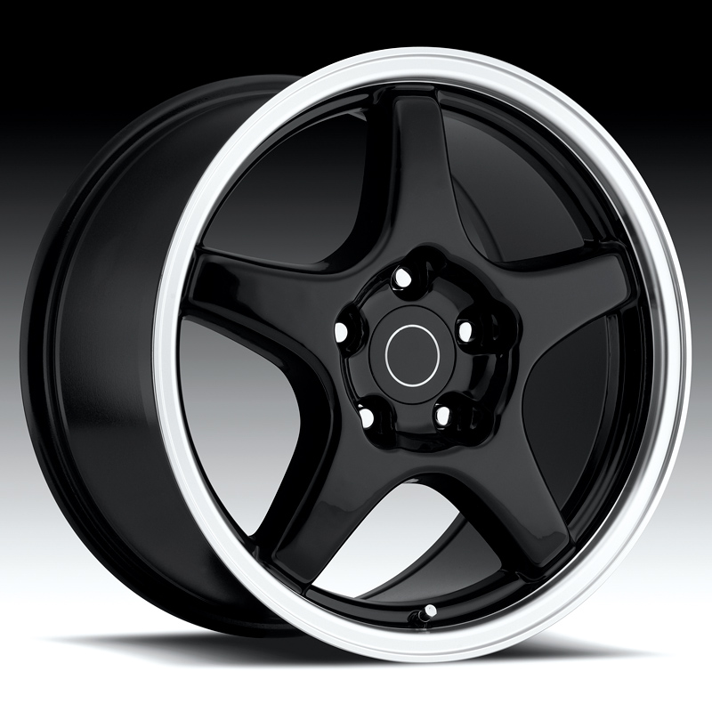 Corvette C4 ZR1 91-96 - Black w/Machined Lip Reproduction Wheels, Set of 4, Also fits 4th Gen Camaro, C5 Corvette