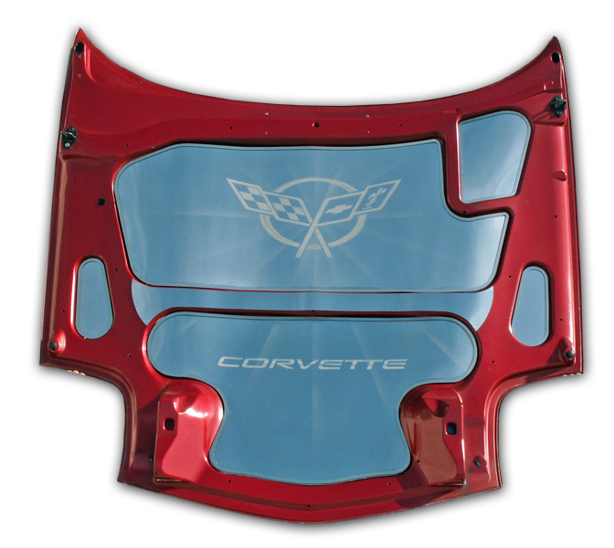 5 Pc. Etched Crossed Flags Hood Panels - C5 Corvette