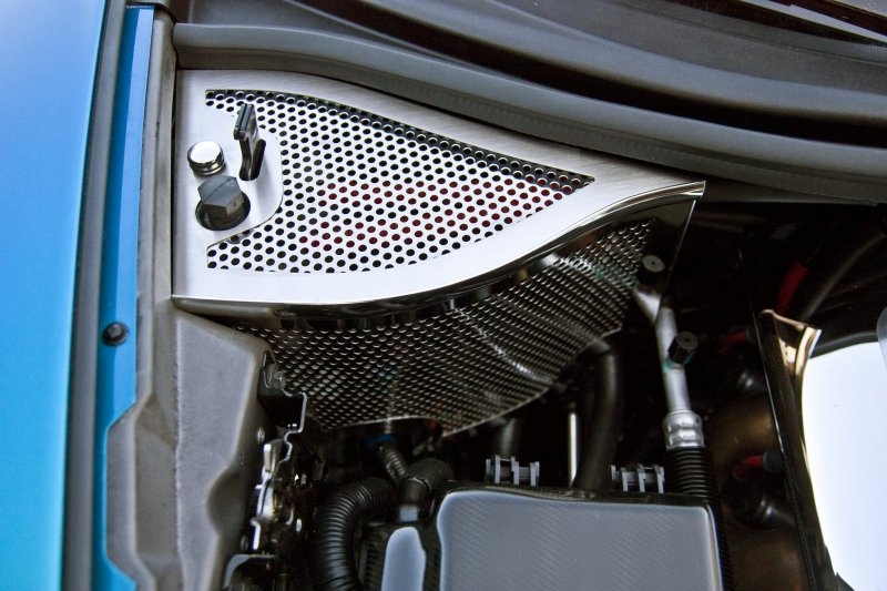 C6 Corvette Black Carbon Fiber and other Styles, Dry Sump Oil Tank Cover, Perforated Version