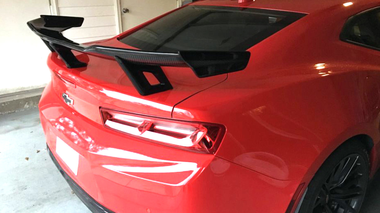 Gen6 Camaro ZL1 1LE style wing with Optional Height, Carbon Fiber