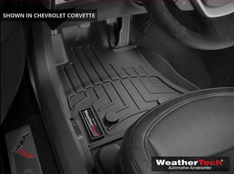 C6 Corvette WeatherTech Floor Mats - Front Floor Mat Protection in Black Material, Pair