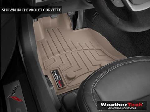 C6 Corvette WeatherTech Floor Mats - Front Floor Mat Protection in Tan Material, Pair