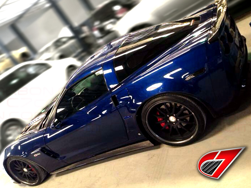 2005-2013 C6 ZR1 Corvette Style Extended Side Skirts in Fiberglass with Rear Splash Guards