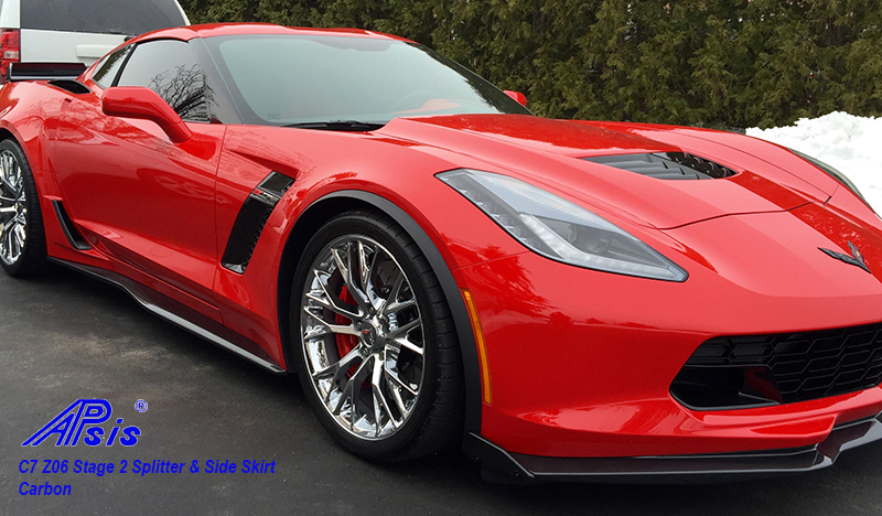 C7 Z06 Corvette 15-19, Replica Stage 2 Front Splitter, 3 pcs/set, Matte Black, Carbon Fiber