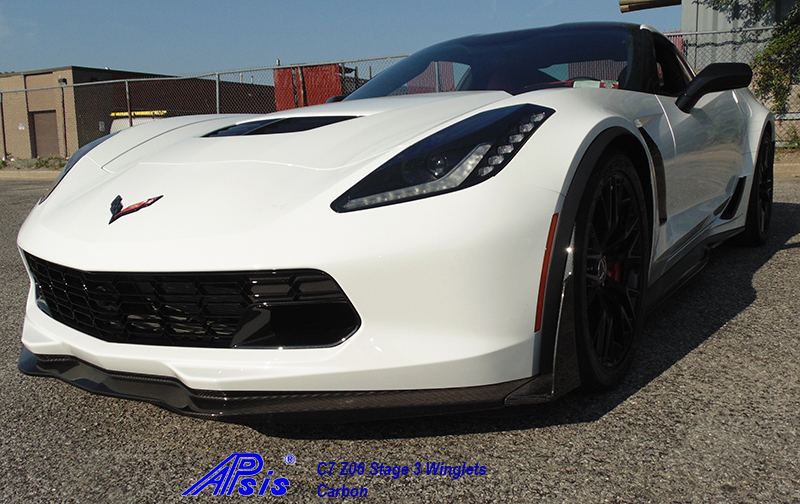 C7 Z06 Corvette 15-19, Replica Stage 3 Front Splitter, 3 pcs/set, Matte Black, Carbon Fiber