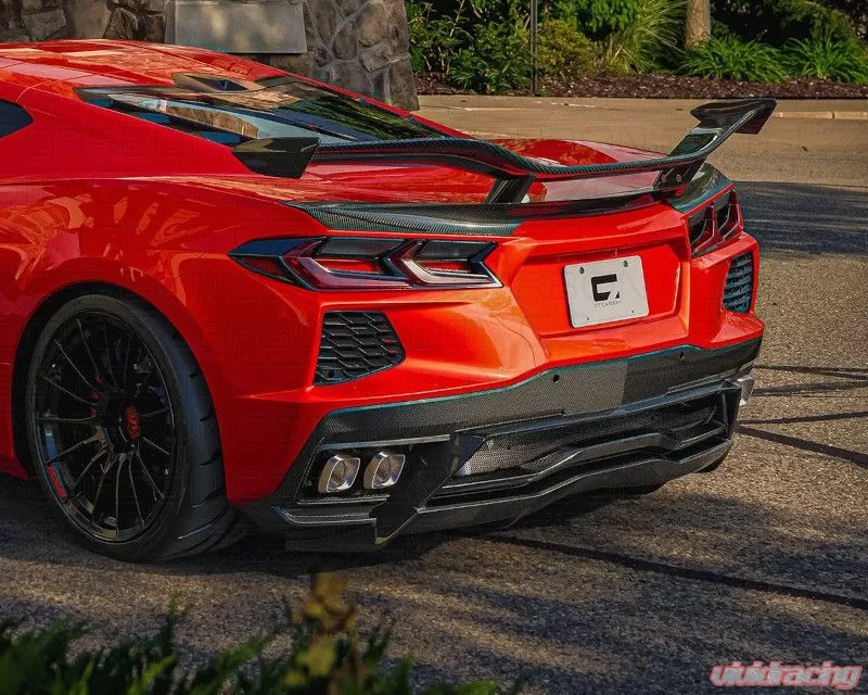C7 Carbon Z06 Style Chassis Mounted Rear Wing With Duckbill Carbon Fiber Chevrolet Corvette C8 Stingray, Z51 2020-2024