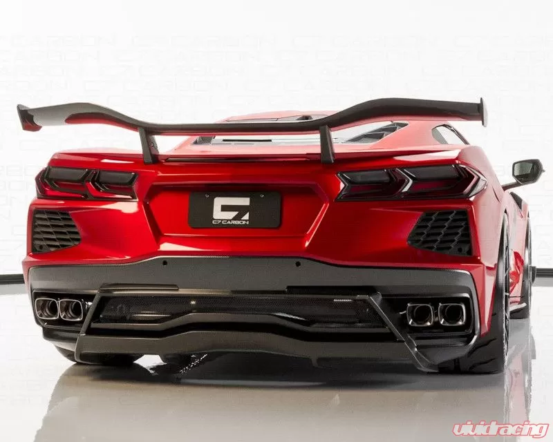 C7 Carbon Z06 Style Chassis Mounted Rear Wing Without Duckbill Composite Unpainted Chevrolet Corvette C8 Stingray, Z51 2020-2024