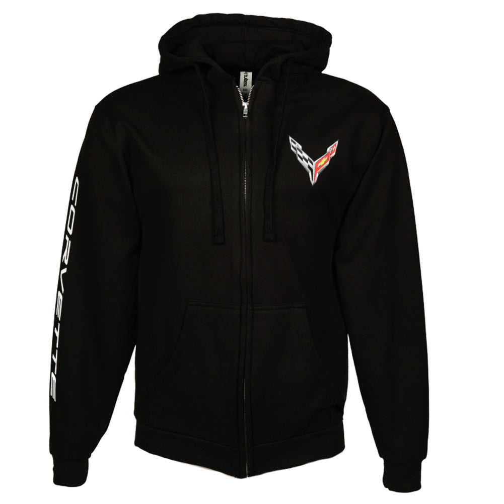 C8 Corvette Born in the USA American Legacy Zip Up Hoodie Jacket, Black