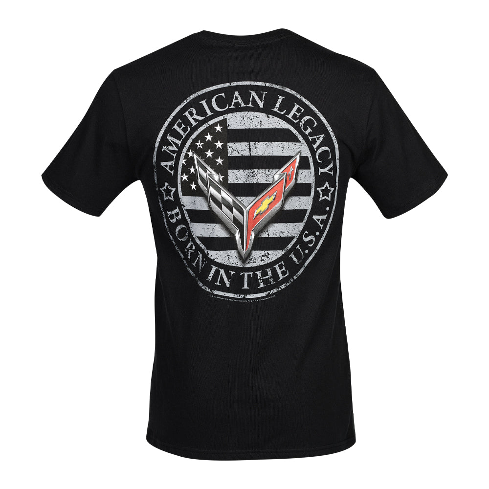 C8 Corvette Born in the USA American Legacy T-shirt, Black