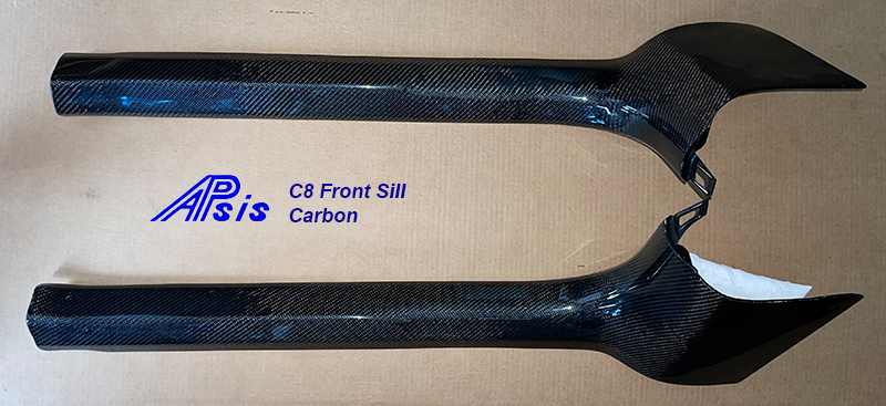 C8 Corvette 2020+ Front Sill, 2 pcs/set, High Gloss Carbon Fiber $950.00 + Core