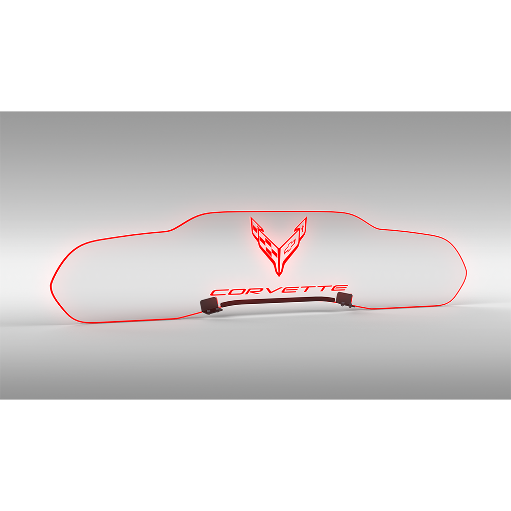 Corvette WindRestrictor Illuminated Glow Plate - Flags W/Script Coupe : C8