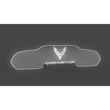 C8 Corvette WindRestrictor Illuminated Glow Plate, Flags W/Script Coupe