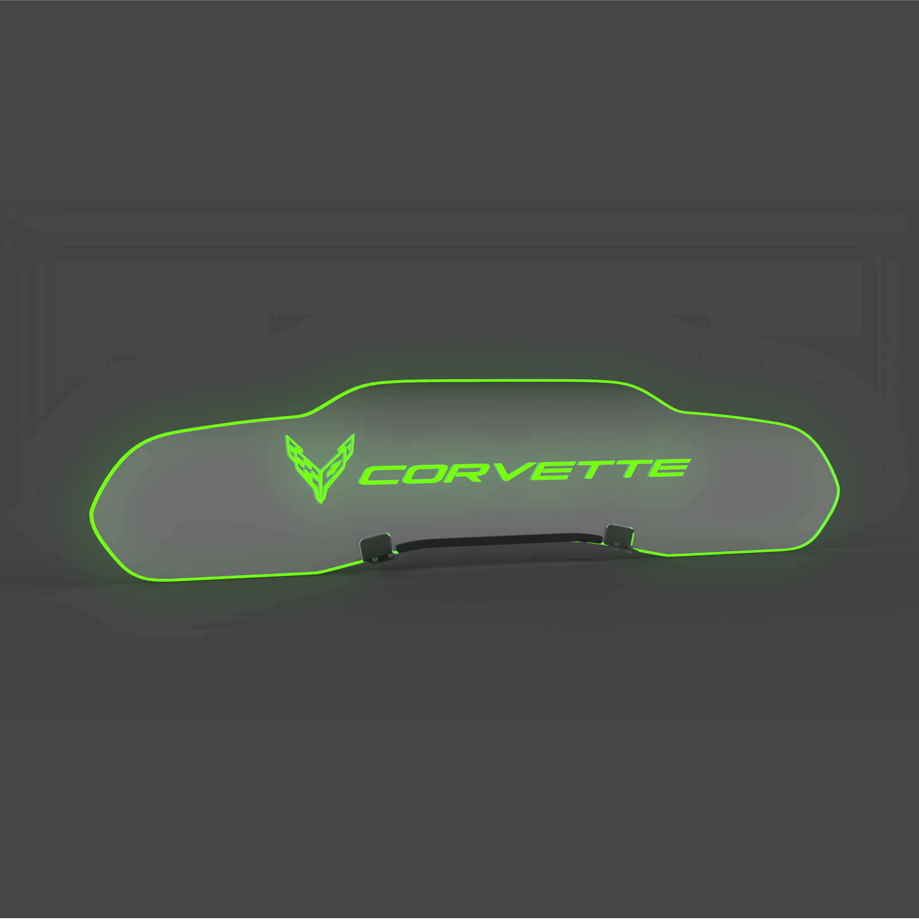EOS WindRestrictor® C8 Coupe Rear Add On Glow - Flags + Corvette Text, Green