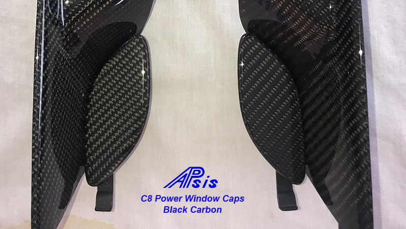 C8 Corvette 2020+, Power Window Bezel Extended Cap, 2 pcs/set, High Gloss Carbon