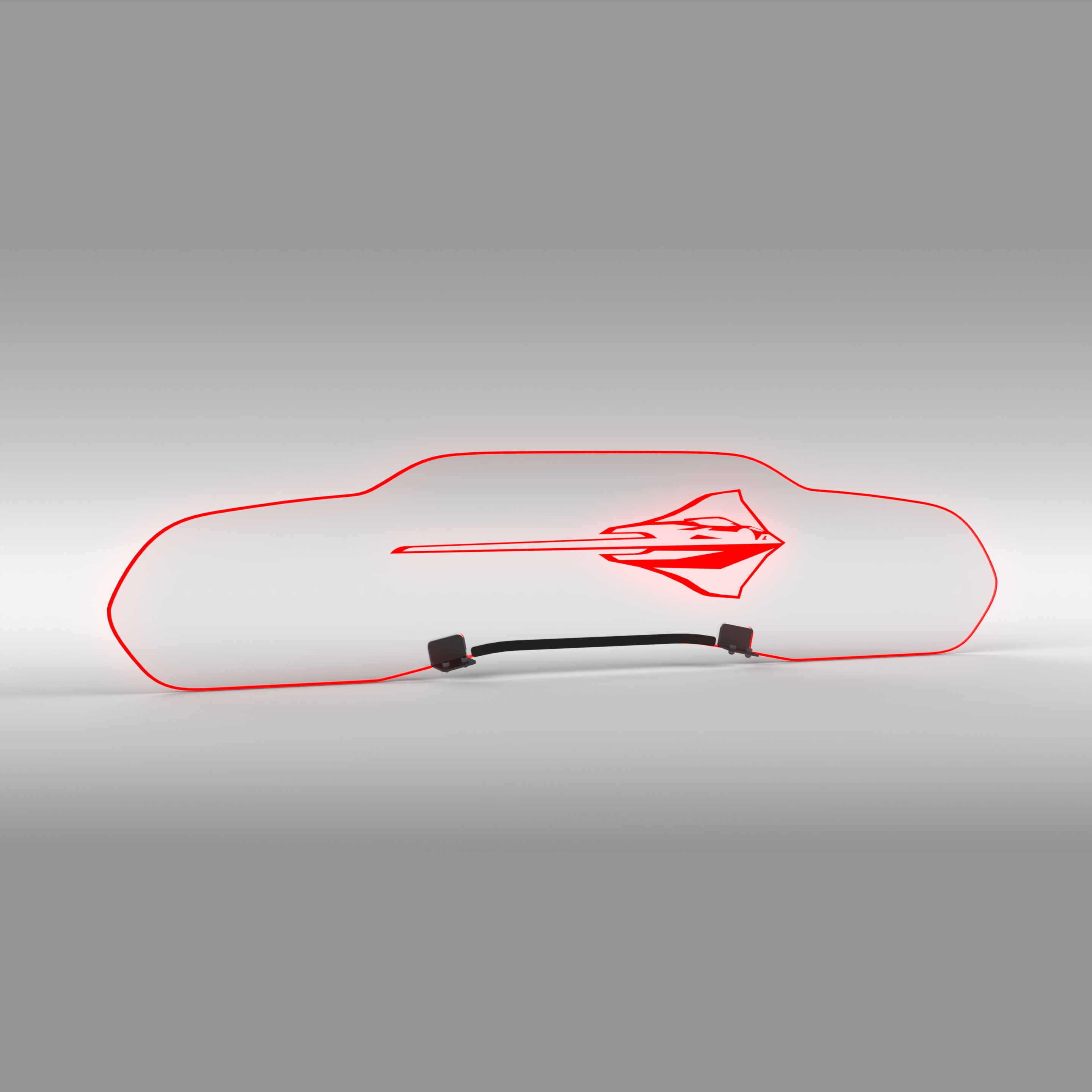 EOS WindRestrictor® C8 Coupe Rear Add On Glow Plate - Stingray Fish, Red