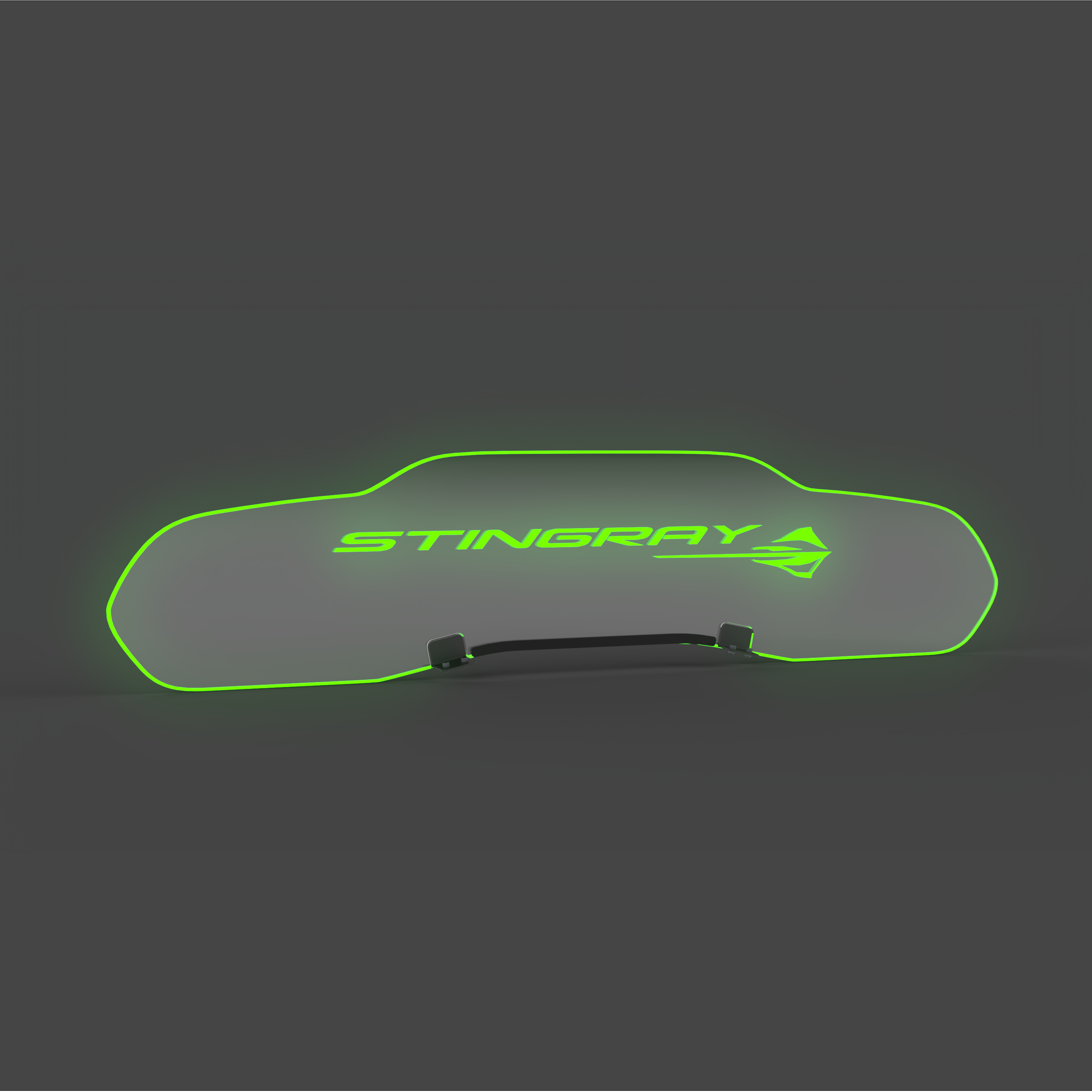 EOS WindRestrictor® C8 Coupe Rear Add On Glow Plate - Stingray + Fish, Green