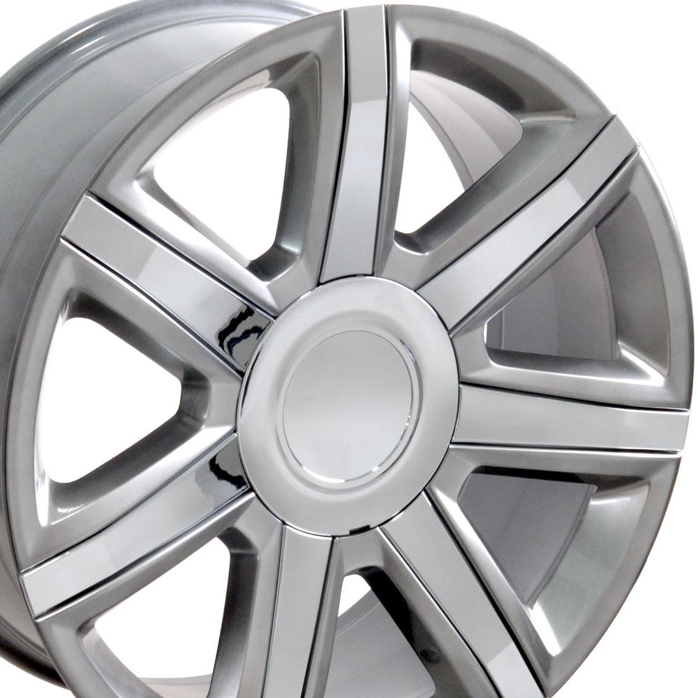 22" Replica Wheel fits Cadillac Escalade,  CA87 Chrome Insert Hyper Silver 22x9