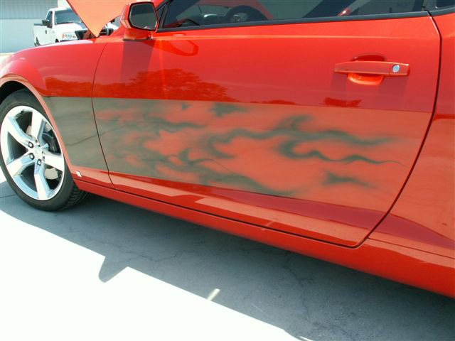 Camaro Air Brushed Flame 2pc Side Graphic - 2010+