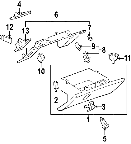 C6 Corvette Glove Box Door Handle, Latch, Does Not Include Lock Cylinder Various Colors